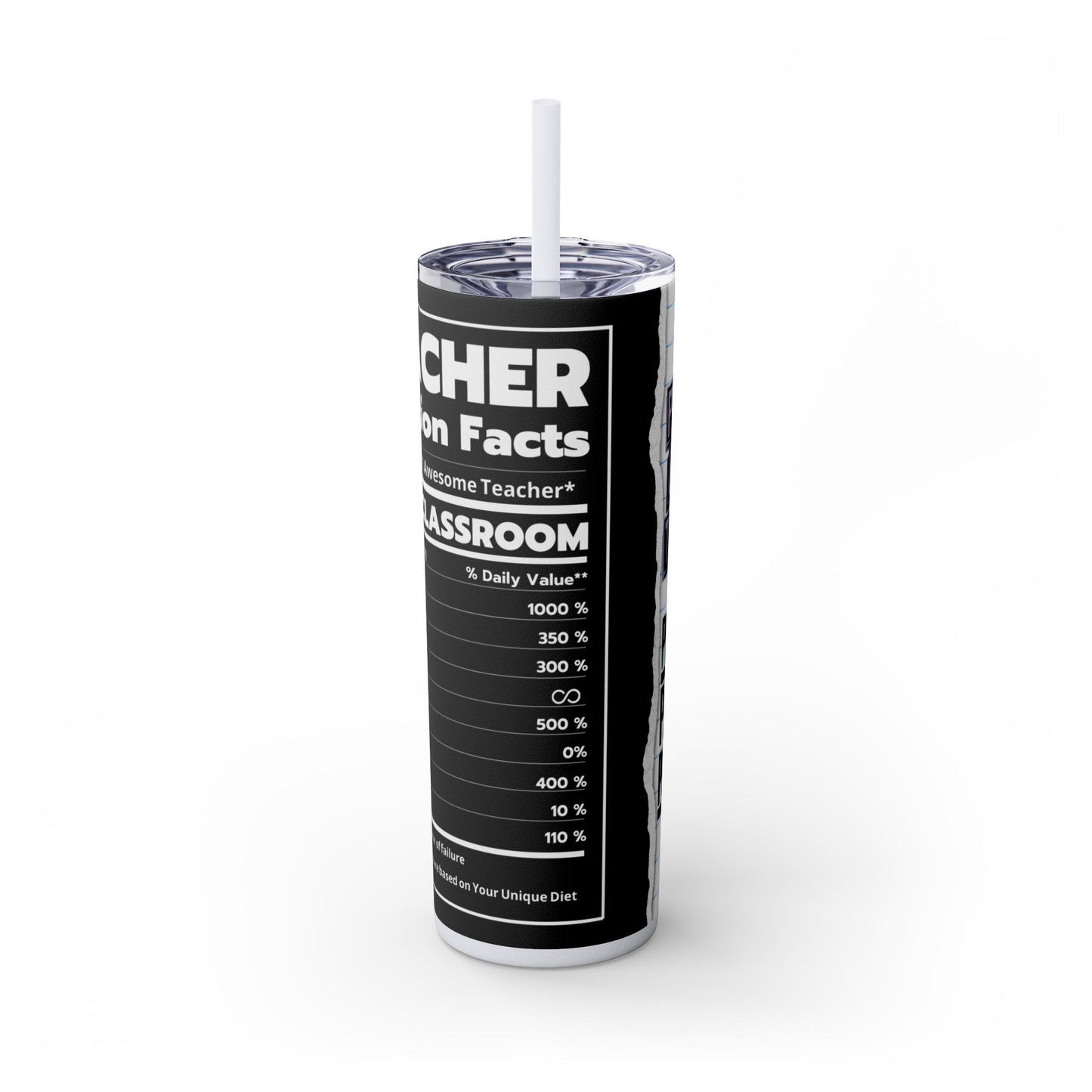 Teacher's Skinny Graphic Tumbler, Peace Love Teach 20oz - Perfect Gifts For Teachers, Back to School, Teacher Appreciation, Motivational Drinkware