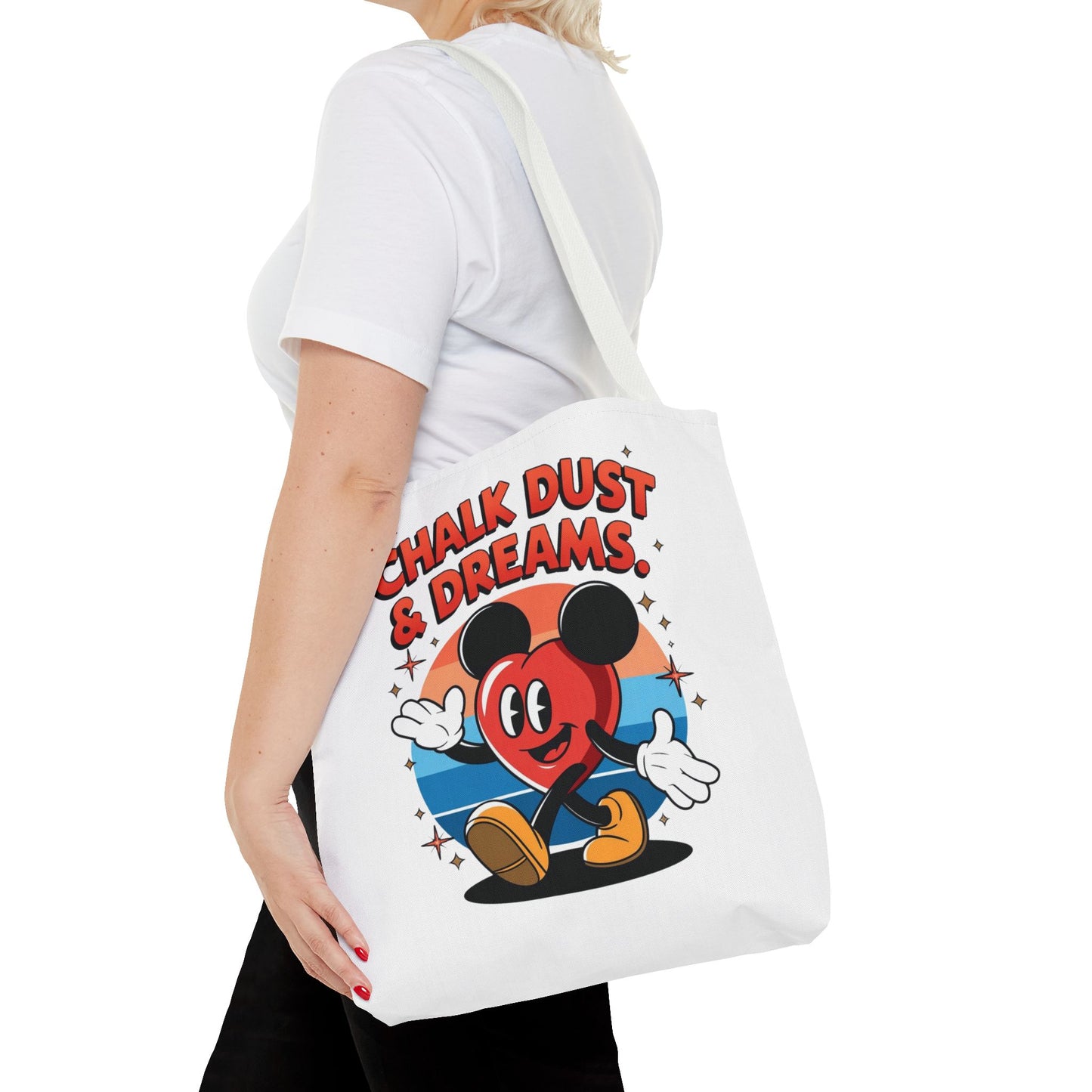 Chalk Dust Dreams Tote Bag, Cartoon Tote, Stylish Everyday Bag, Gift for Students & Teachers
