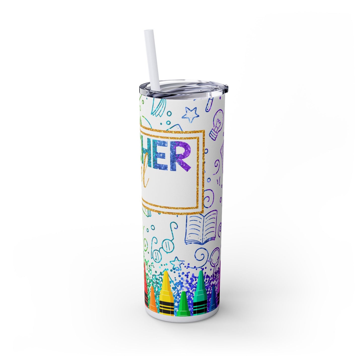Teacher Fuel Graphic Skinny Tumbler, 20oz - Perfect Gift For Teachers, Back to School, Teacher Appreciation, Classroom Use, Motivational Drinkware Tumbler