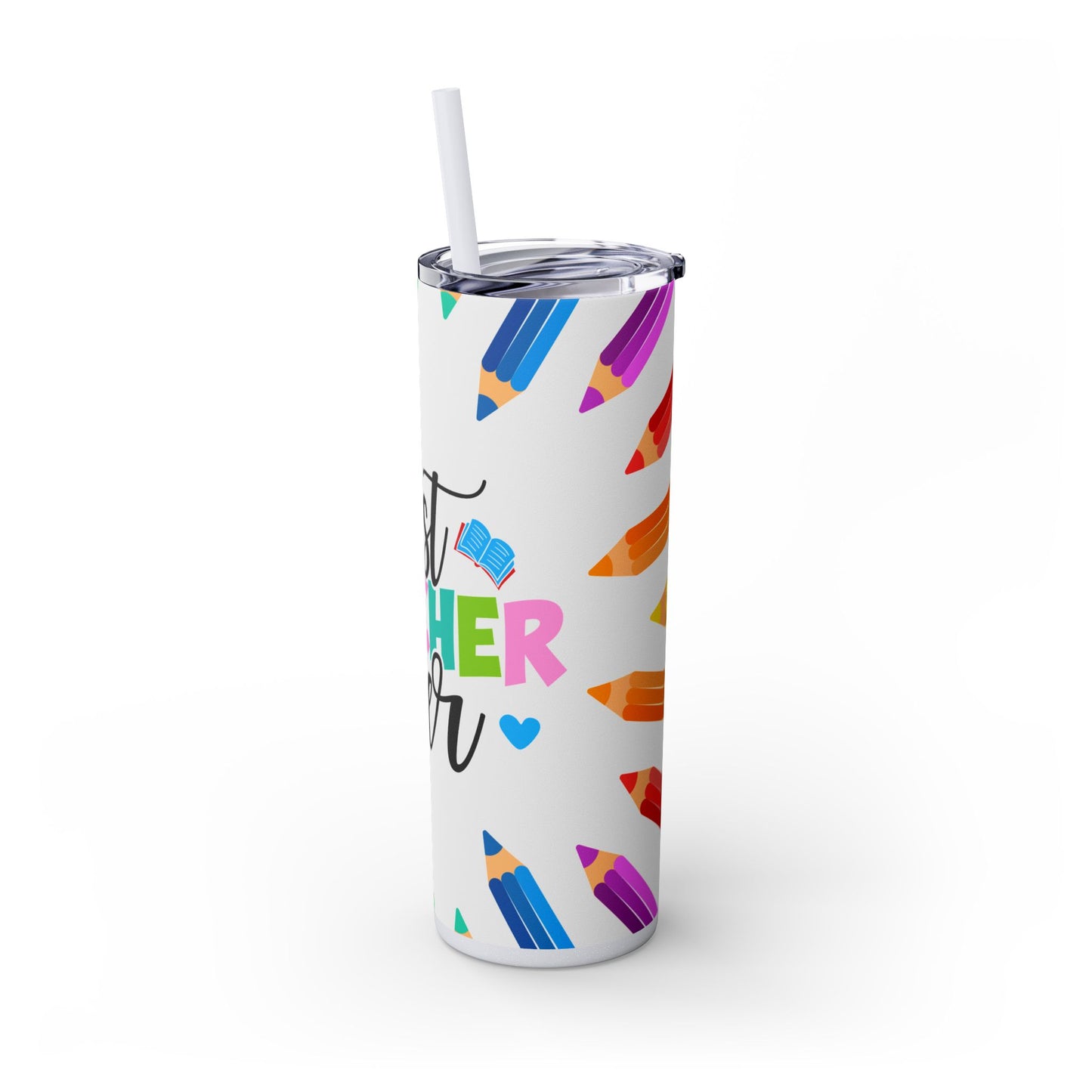 Best Teacher Ever Skinny Tumbler with Straw, Educational Gift, Teacher Appreciation, School Supplies, Personalized Drinkware, Back to School