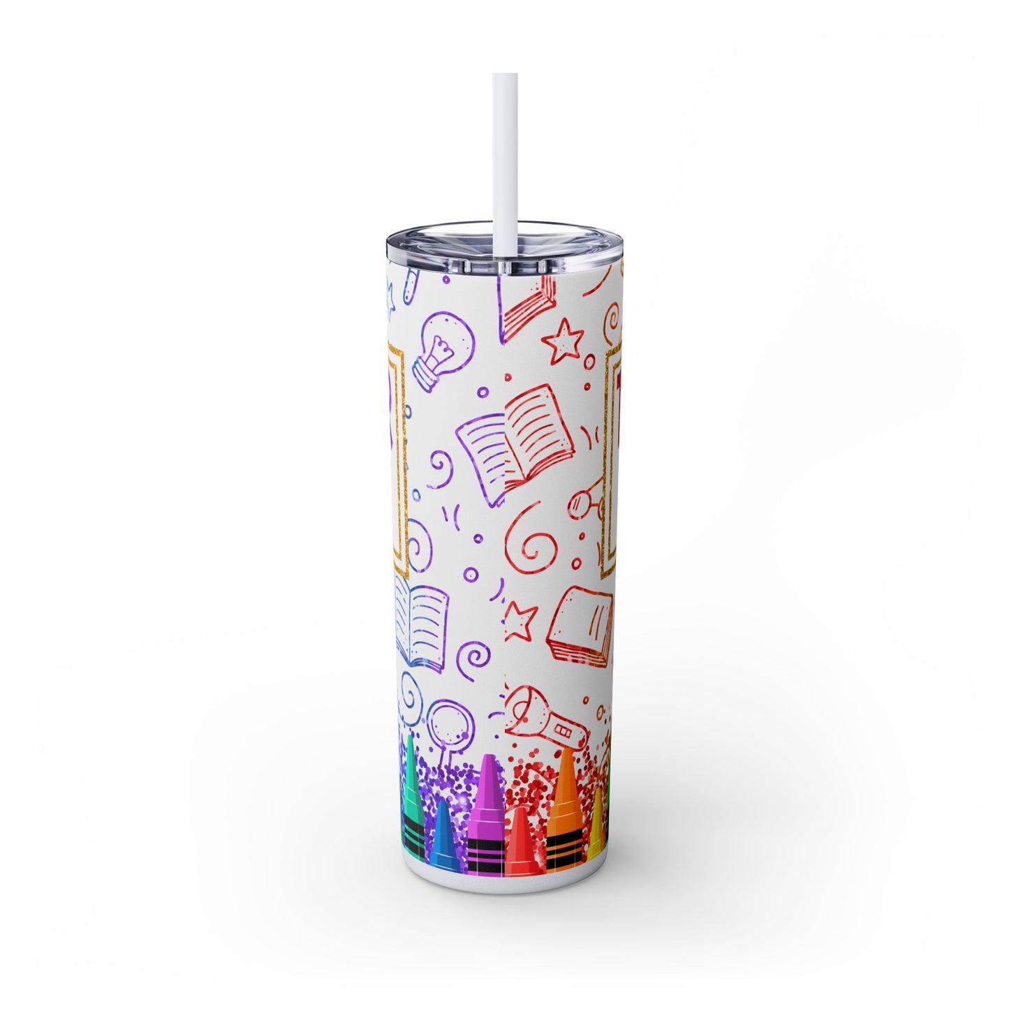 Teacher Fuel Graphic Skinny Tumbler, 20oz - Perfect Gift For Teachers, Back to School, Teacher Appreciation, Classroom Use, Motivational Drinkware Tumbler