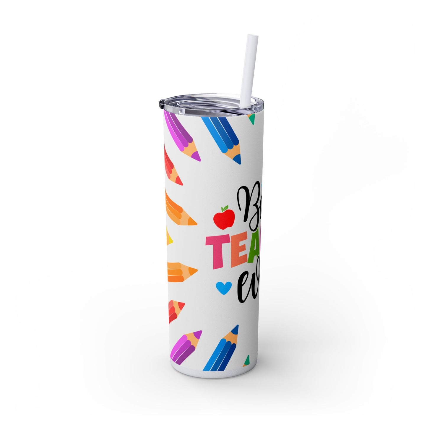 Best Teacher Ever Skinny Tumbler with Straw, Educational Gift, Teacher Appreciation, School Supplies, Personalized Drinkware, Back to School