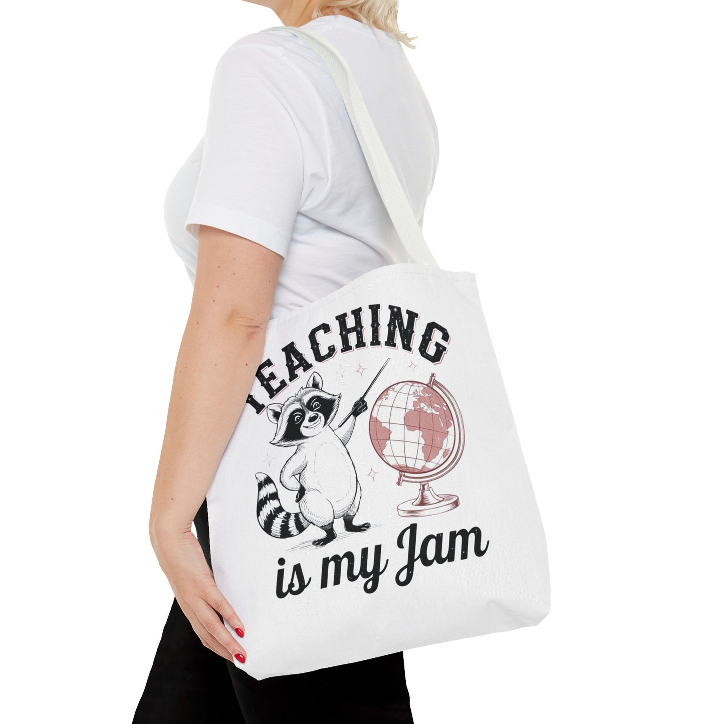 Teaching is My Jam Tote Bag, Teacher Gift, Classroom Accessories, Cute Raccoon Design, Back to School, Eco-Friendly Tote, Teacher Gift, Teacher Tote Bag, Teacher Graphic Tote Bag