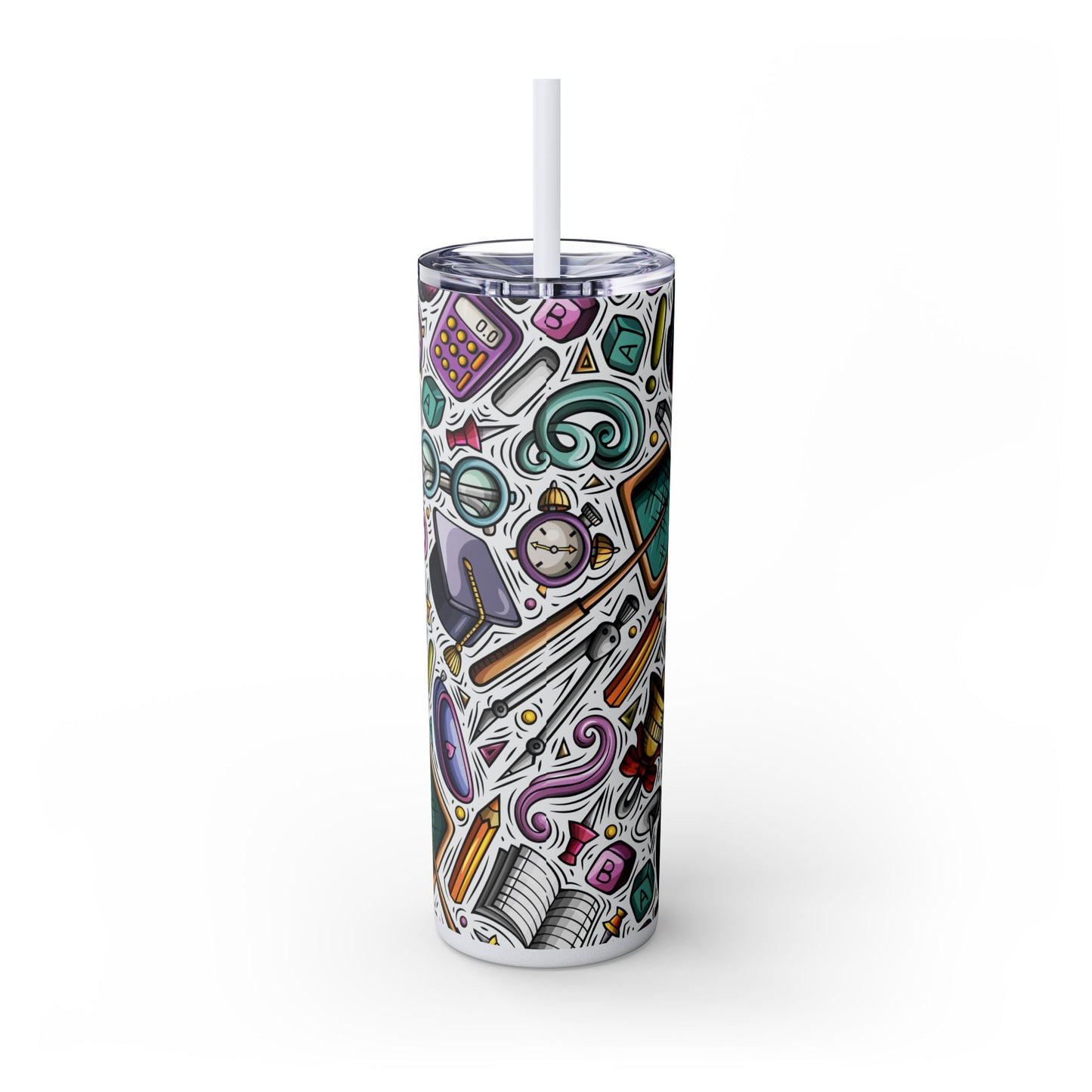 Colorful Teacher Skinny Tumbler with Straw | Motivational Drinkware, Teacher Gift Idea, Eco-Friendly Gift, Office Mug, Inspirational Tumbler