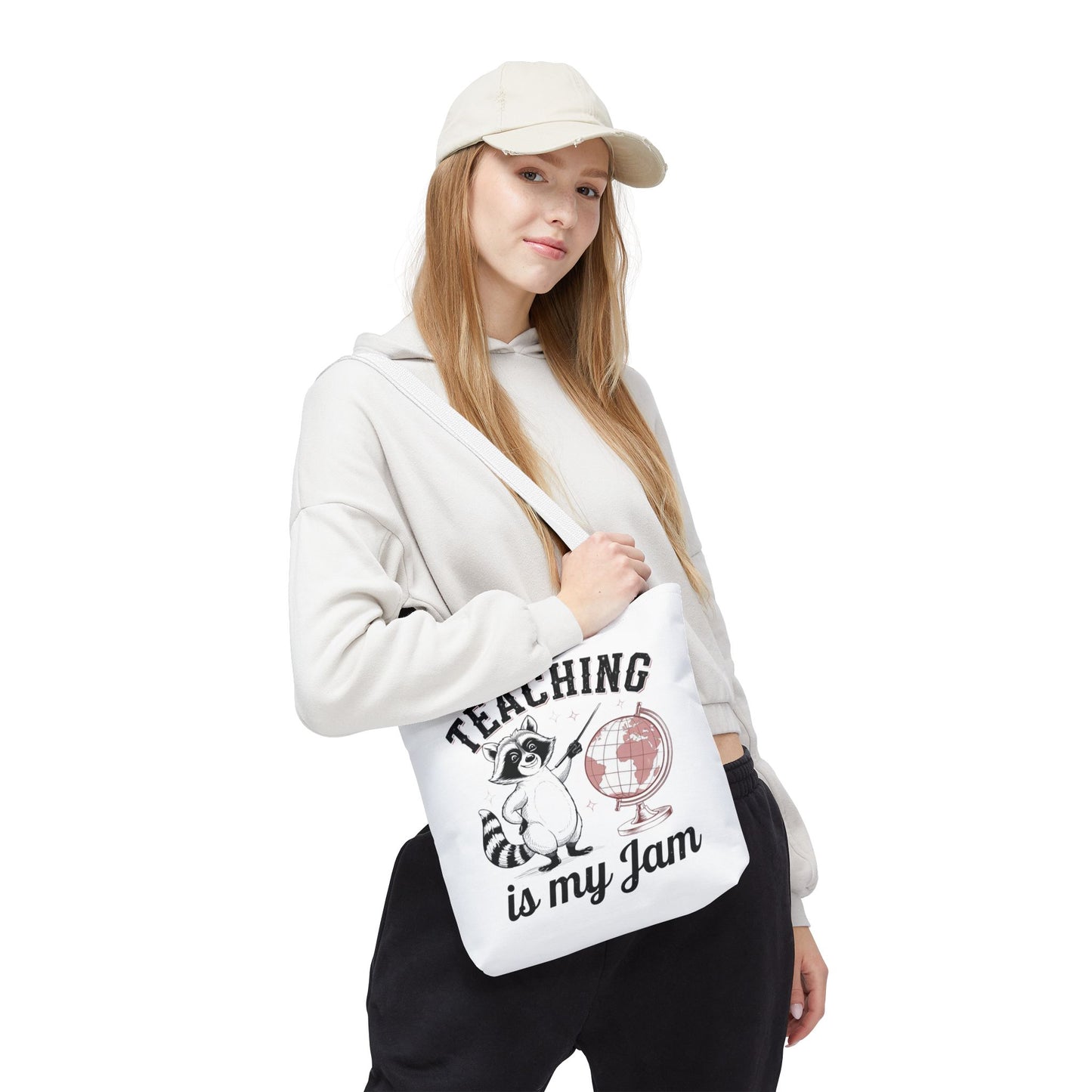 Teaching is My Jam Tote Bag, Teacher Gift, Classroom Accessories, Cute Raccoon Design, Back to School, Eco-Friendly Tote, Teacher Gift, Teacher Tote Bag, Teacher Graphic Tote Bag