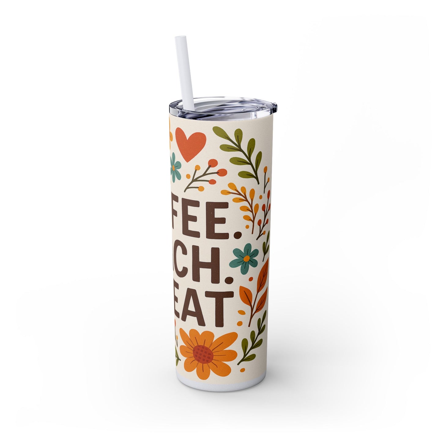 Coffee Teacher Repeat Tumbler, 20oz Skinny Travel Cup, Inspirational Gifts for Teachers, Back to School, Teacher Appreciation, Teachers Day Gift Tumbler