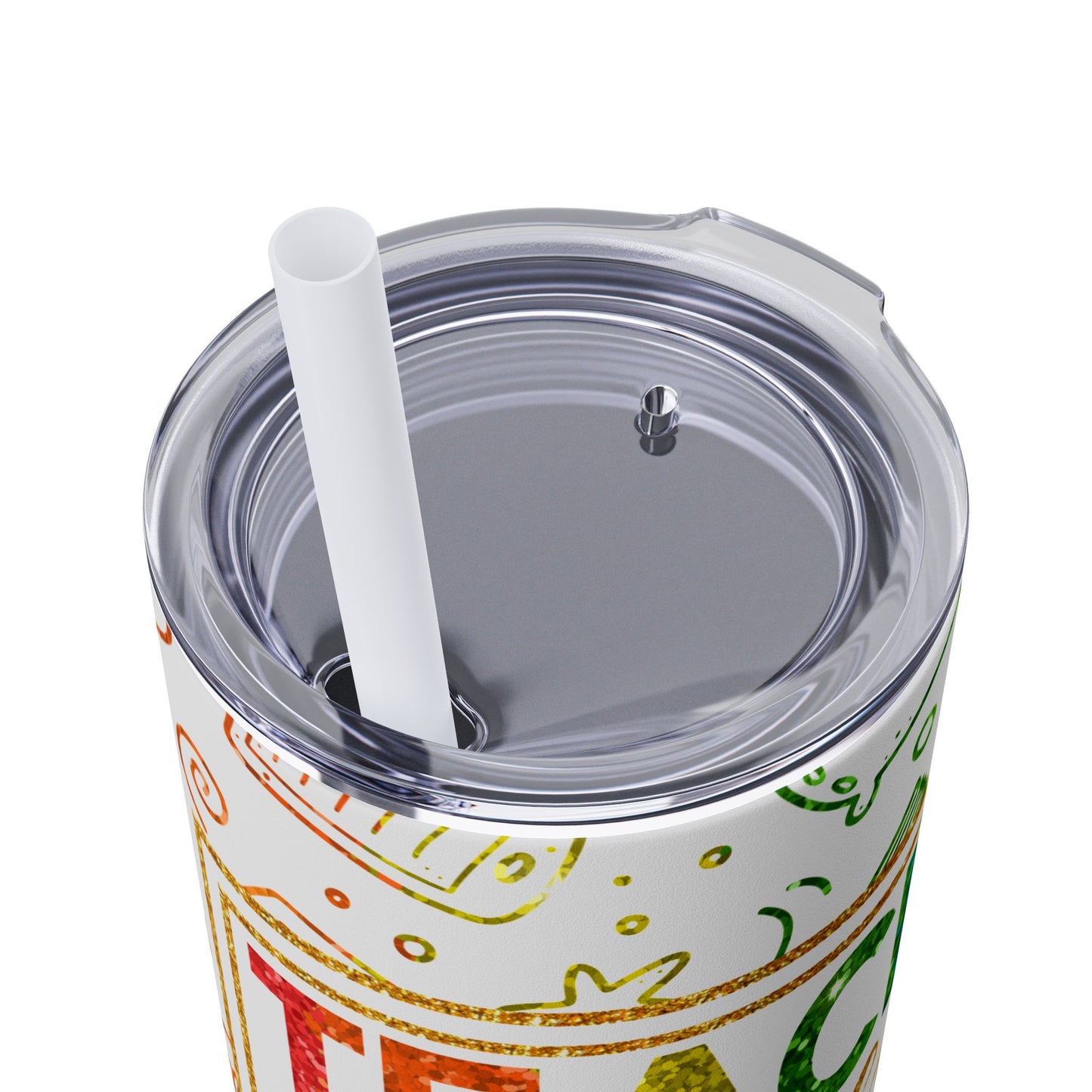 Teacher Fuel Graphic Skinny Tumbler, 20oz - Perfect Gift For Teachers, Back to School, Teacher Appreciation, Classroom Use, Motivational Drinkware Tumbler
