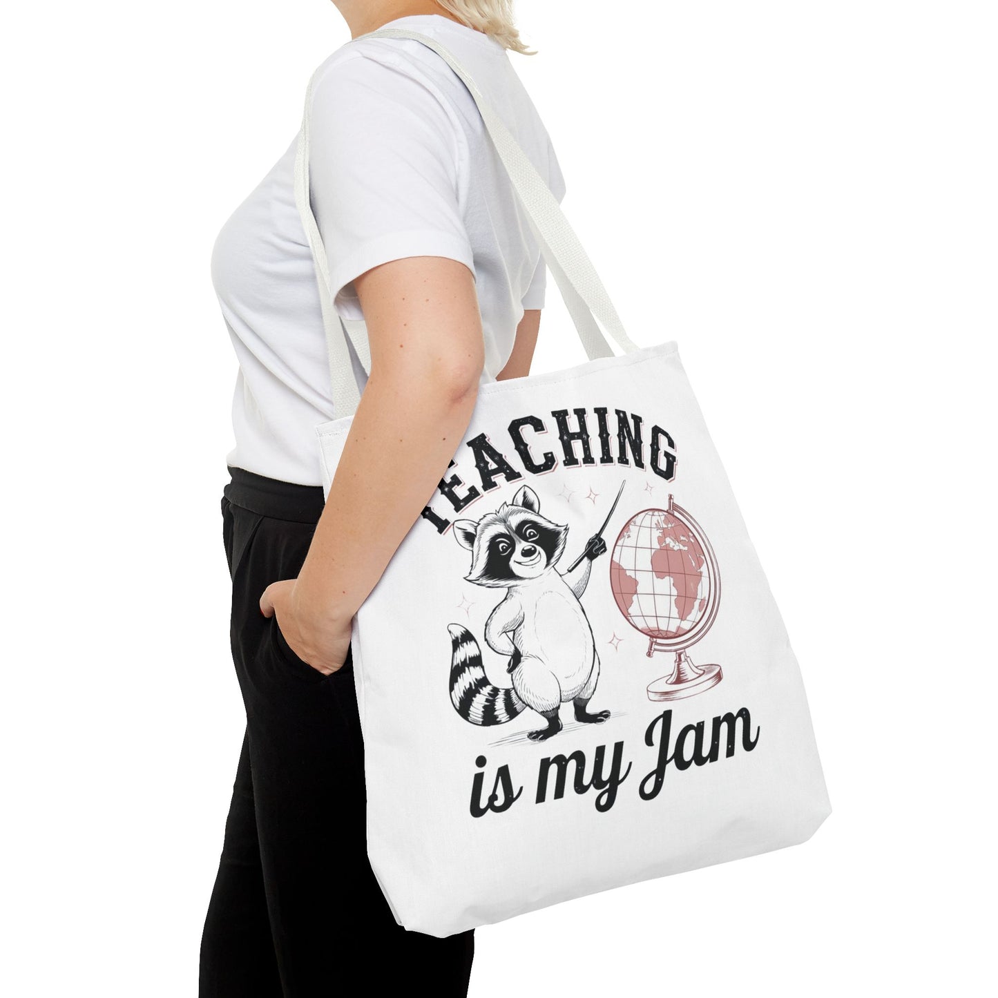 Teaching is My Jam Tote Bag, Teacher Gift, Classroom Accessories, Cute Raccoon Design, Back to School, Eco-Friendly Tote, Teacher Gift, Teacher Tote Bag, Teacher Graphic Tote Bag