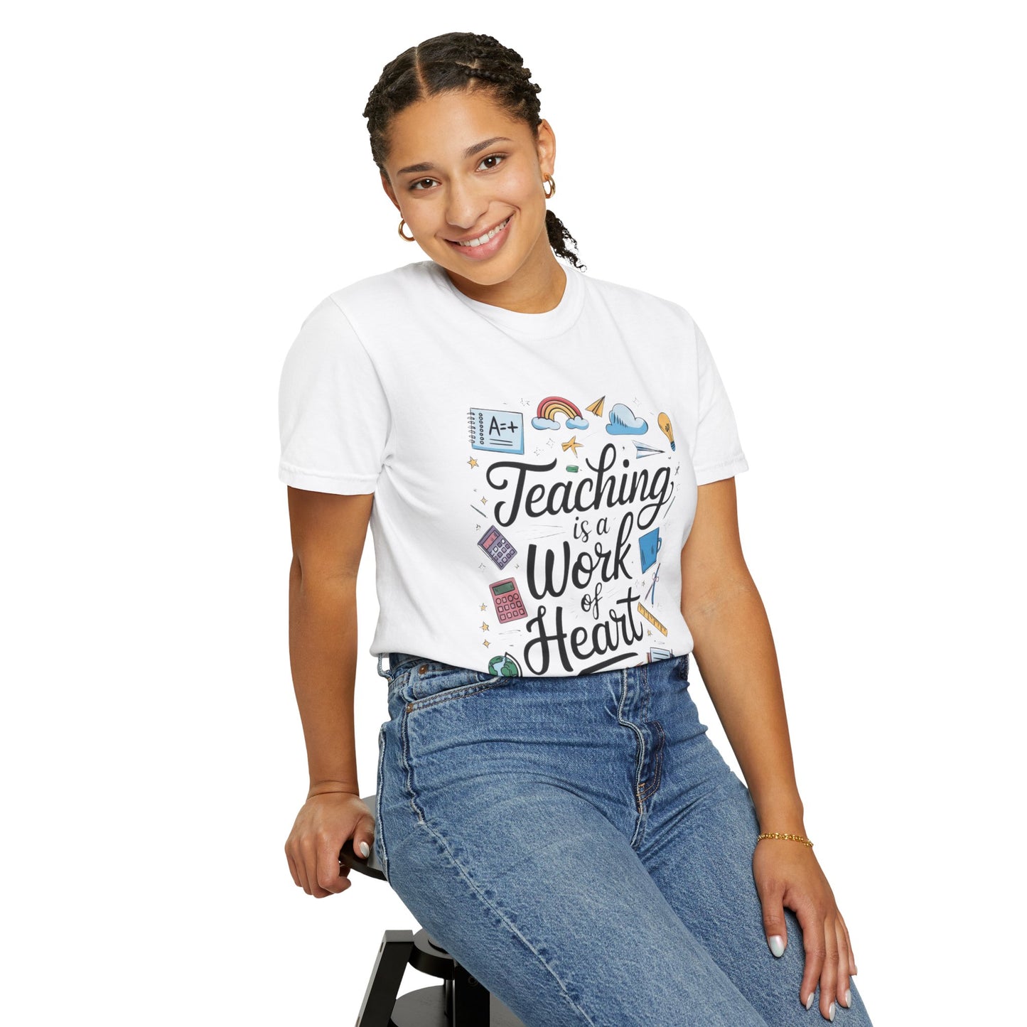 Teaching is a Work of Heart Unisex Comfort Color 1717 T-shirt, Best Teacher Gift, Educator Apparel, Classroom Shirt, Graduation Gift