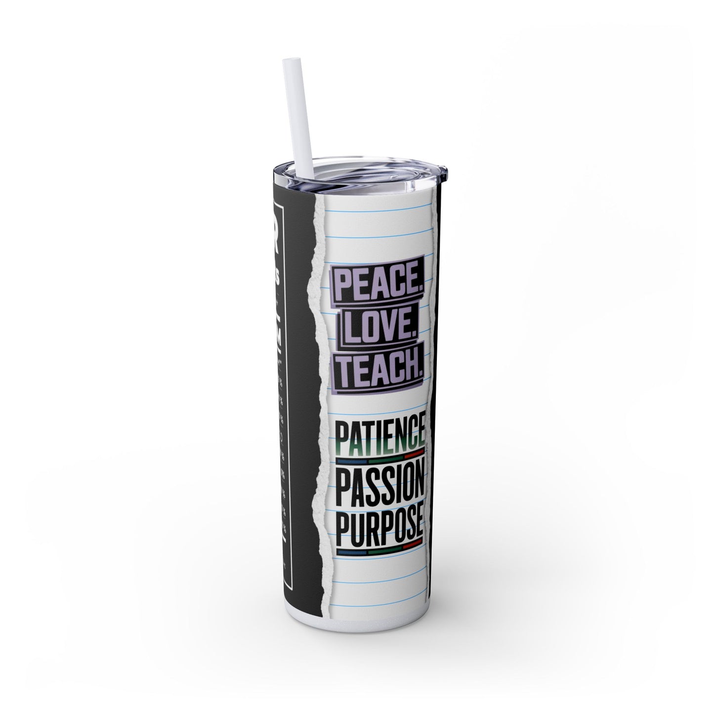 Teacher's Skinny Graphic Tumbler, Peace Love Teach 20oz - Perfect Gifts For Teachers, Back to School, Teacher Appreciation, Motivational Drinkware