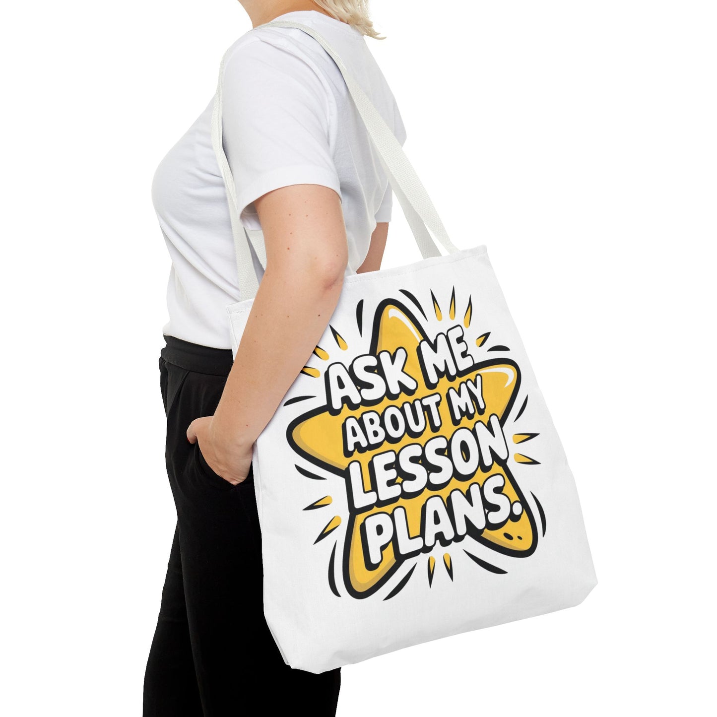 Teacher's Tote Bag - Ask Me About My Lesson Plans, School Gift, Teacher Appreciation, Classroom Essential, Educational Tote