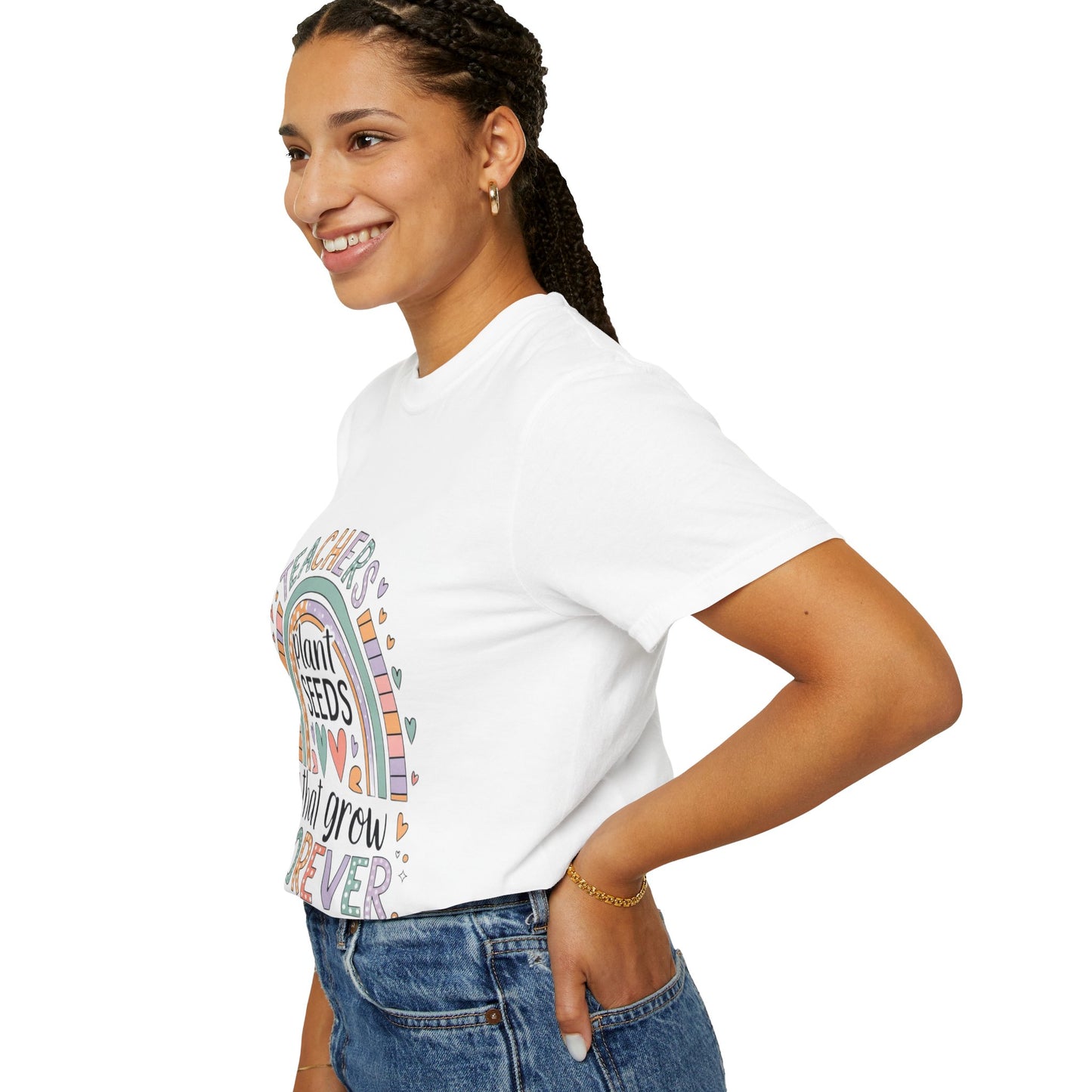 Teachers Day Appreciation Graphic T-Shirt, Unisex Comfort Color 1717 T-Shirt, Teacher Motivational Quote T- Shirt, Best Gift for Teachers & Educators, Rainbow Graphic Tee