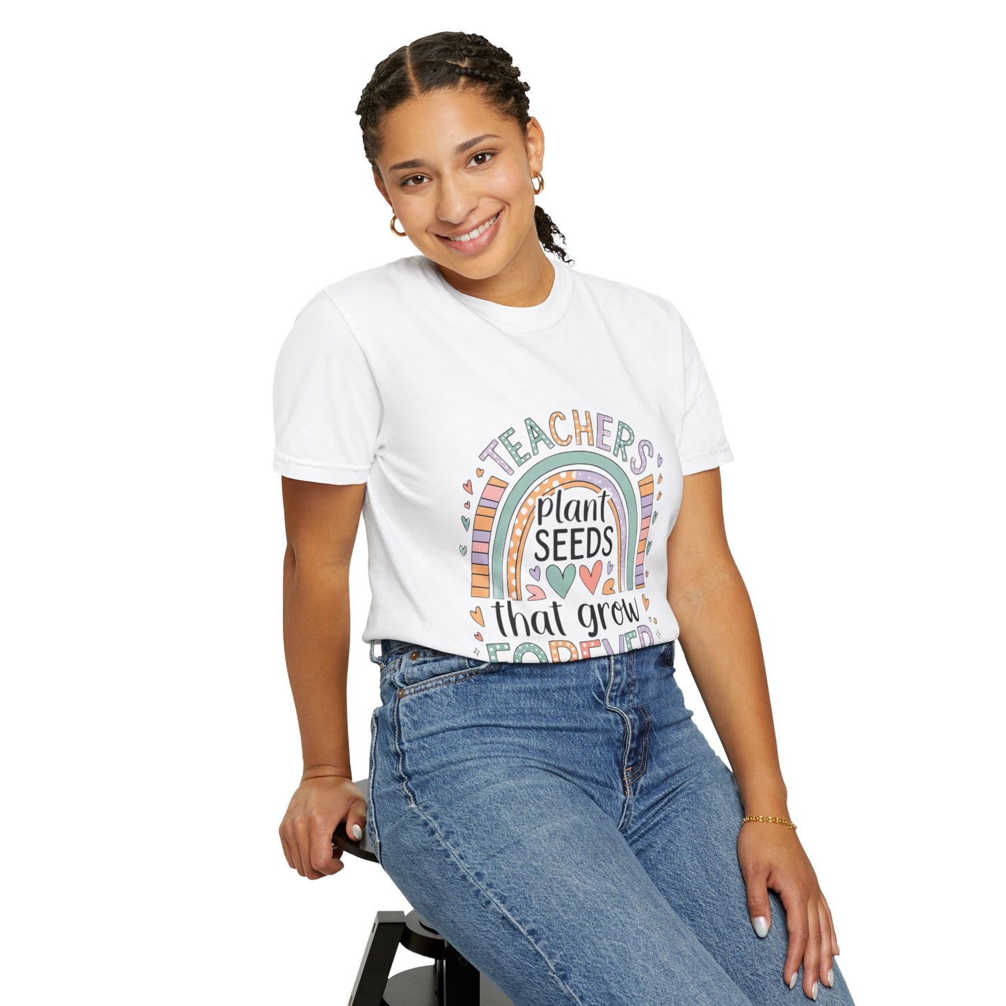 Teachers Day Appreciation Graphic T-Shirt, Unisex Comfort Color 1717 T-Shirt, Teacher Motivational Quote T- Shirt, Best Gift for Teachers & Educators, Rainbow Graphic Tee
