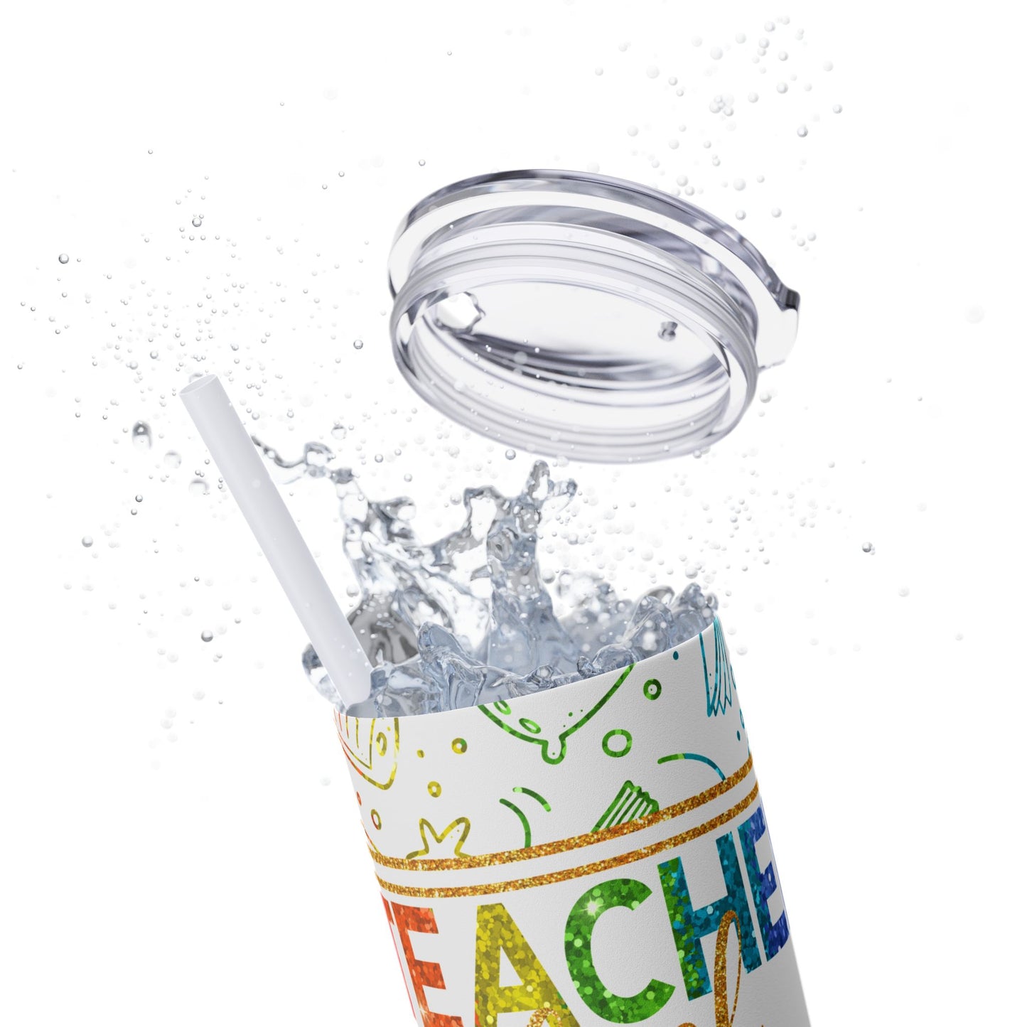 Teacher Fuel Graphic Skinny Tumbler, 20oz - Perfect Gift For Teachers, Back to School, Teacher Appreciation, Classroom Use, Motivational Drinkware Tumbler