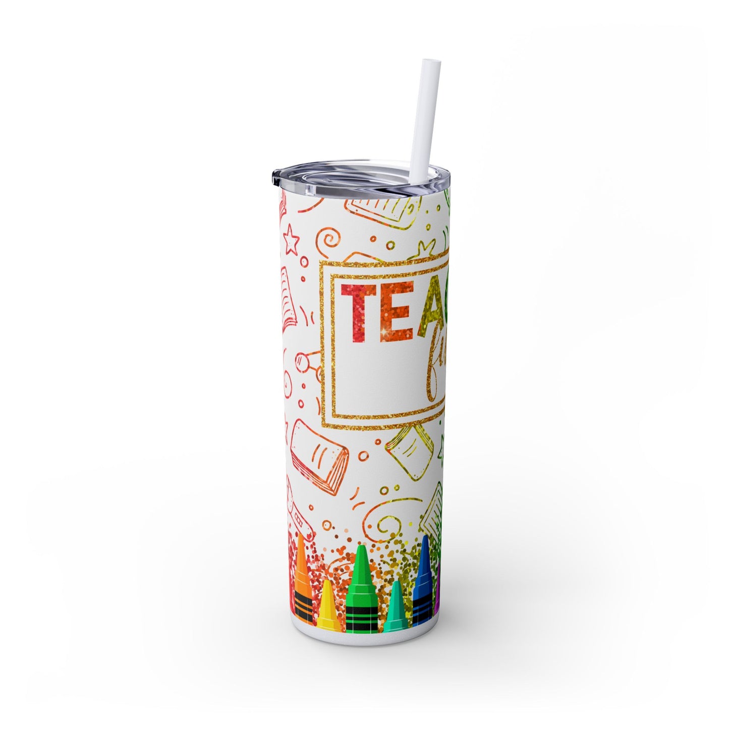 Teacher Fuel Graphic Skinny Tumbler, 20oz - Perfect Gift For Teachers, Back to School, Teacher Appreciation, Classroom Use, Motivational Drinkware Tumbler