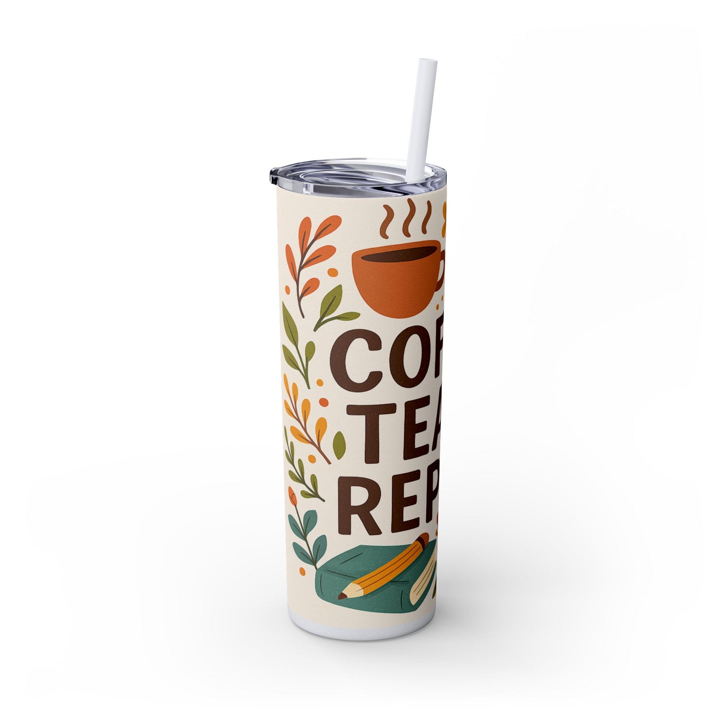Coffee Teacher Repeat Tumbler, 20oz Skinny Travel Cup, Inspirational Gifts for Teachers, Back to School, Teacher Appreciation, Teachers Day Gift Tumbler