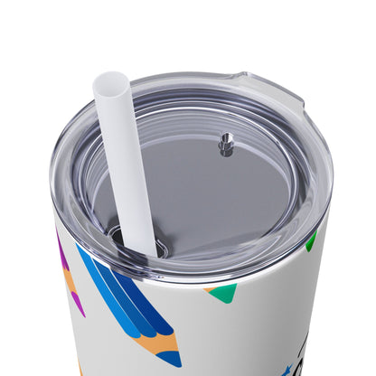 Best Teacher Ever Skinny Tumbler with Straw, Educational Gift, Teacher Appreciation, School Supplies, Personalized Drinkware, Back to School