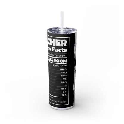 Teacher's Skinny Graphic Tumbler, Peace Love Teach 20oz -  Perfect Gifts For Teachers, Back to School, Teacher Appreciation, Motivational Drinkware