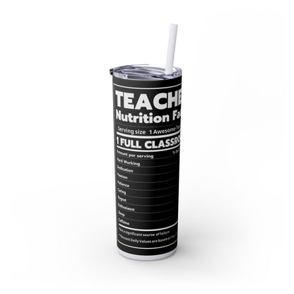 Teacher's Skinny Graphic Tumbler, Peace Love Teach 20oz -  Perfect Gifts For Teachers, Back to School, Teacher Appreciation, Motivational Drinkware
