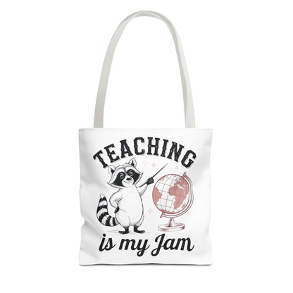 Teaching is My Jam Tote Bag, Teacher Gift, Classroom Accessories, Cute Raccoon Design, Back to School, Eco-Friendly Tote, Teacher Gift, Teacher Tote Bag, Teacher Graphic Tote Bag