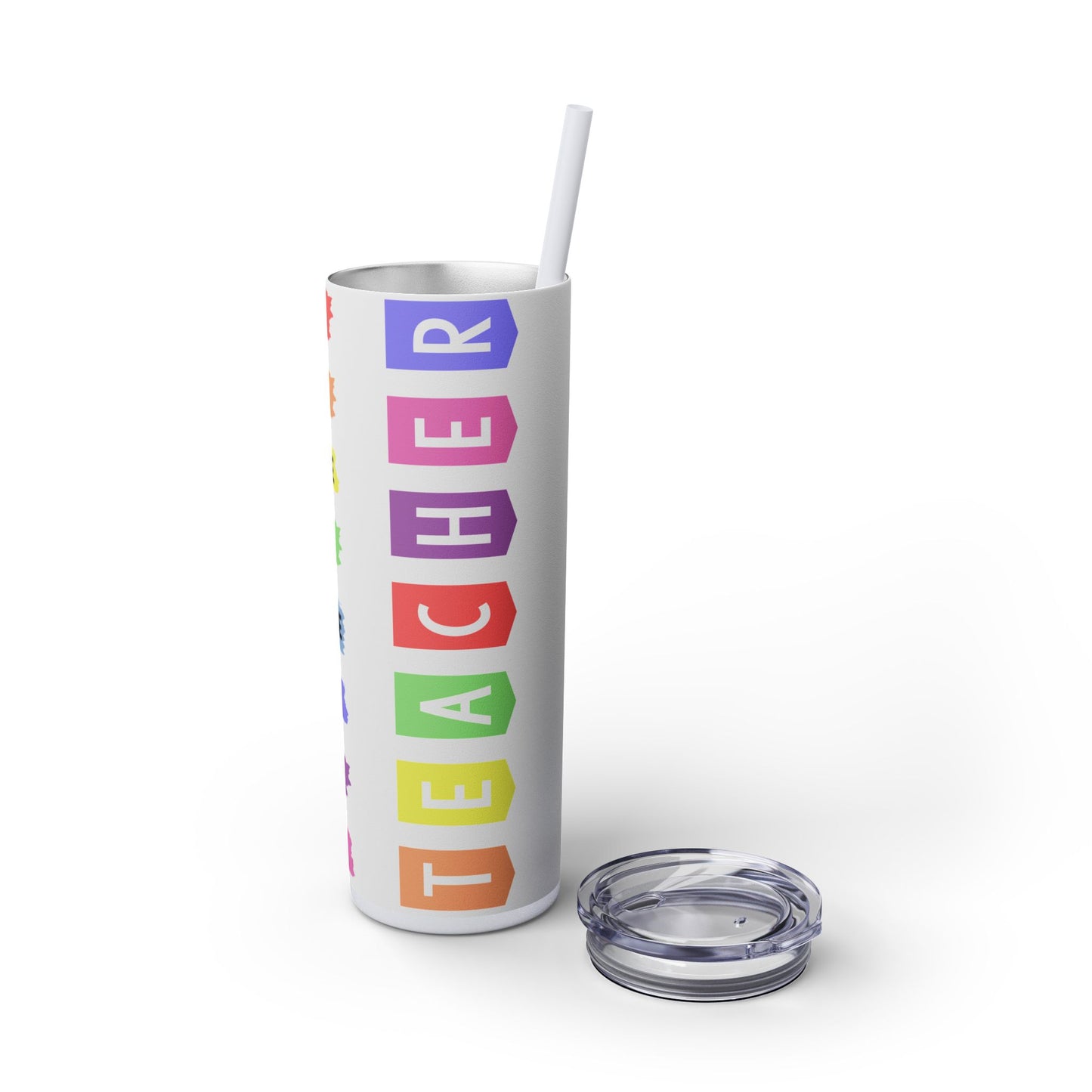 Colorful Teacher Skinny Tumbler with Straw, 20oz | Inspiring Gift for Educators, Motivational Drinkware, Back to School, Teacher [...]