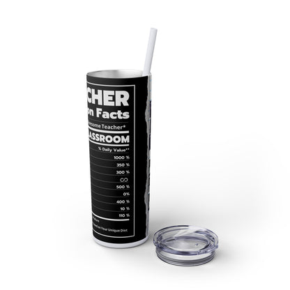 Teacher's Skinny Graphic Tumbler, Peace Love Teach 20oz -  Perfect Gifts For Teachers, Back to School, Teacher Appreciation, Motivational Drinkware