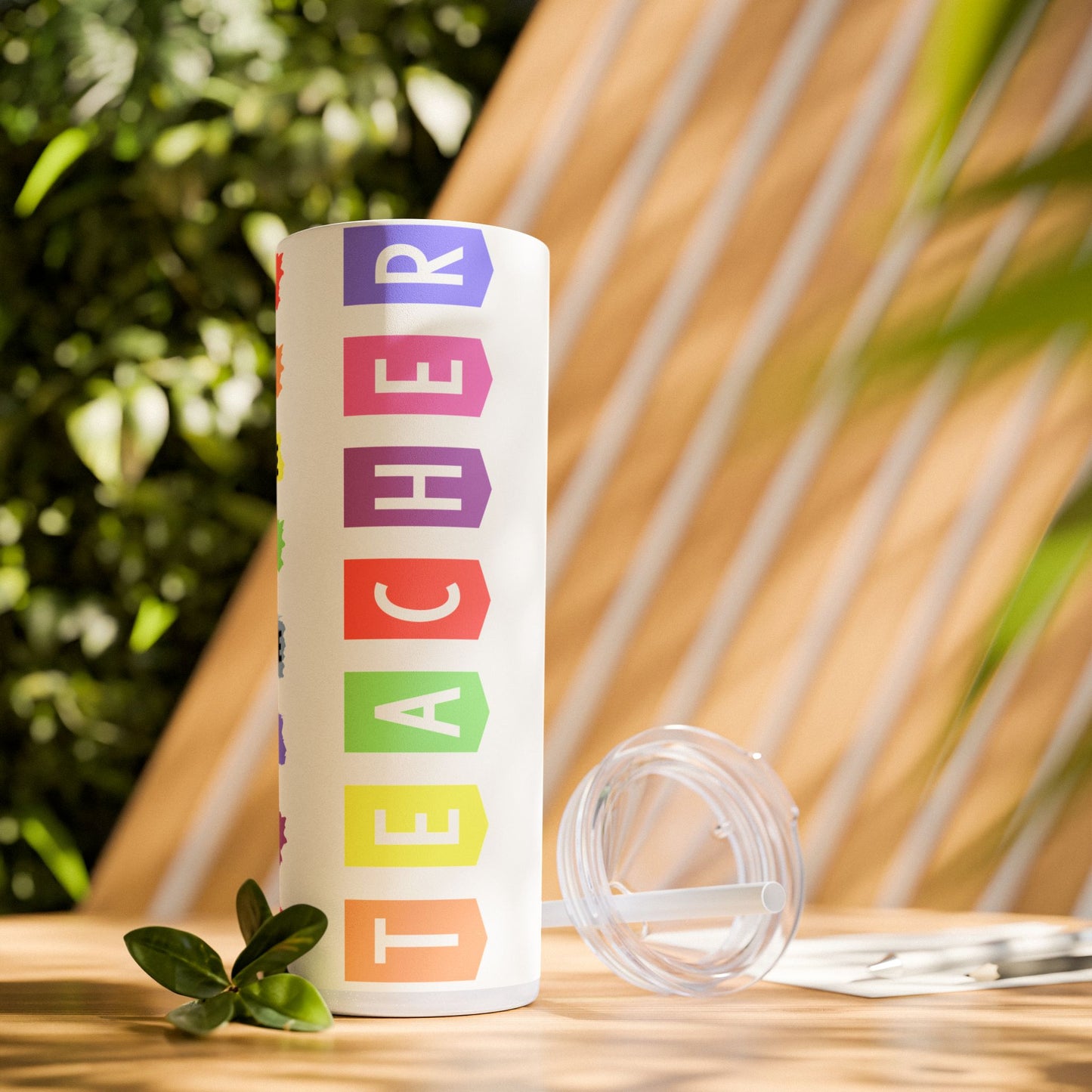 Colorful Teacher Skinny Tumbler with Straw, 20oz | Inspiring Gift for Educators, Motivational Drinkware, Back to School, Teacher [...]