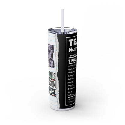 Teacher's Skinny Graphic Tumbler, Peace Love Teach 20oz -  Perfect Gifts For Teachers, Back to School, Teacher Appreciation, Motivational Drinkware