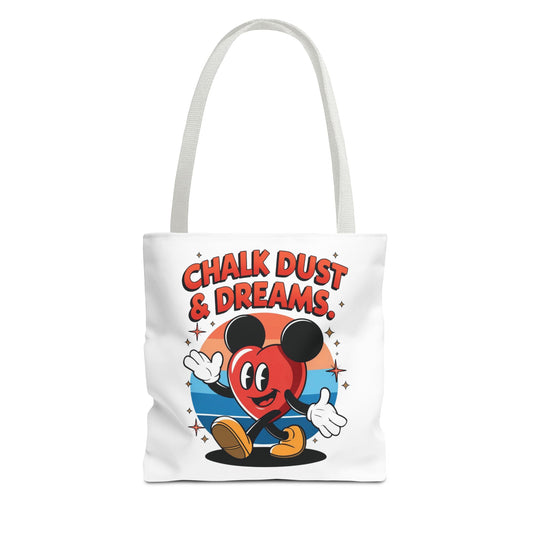 Chalk Dust Dreams Tote Bag, Cartoon Tote, Stylish Everyday Bag, Gift for Students & Teachers