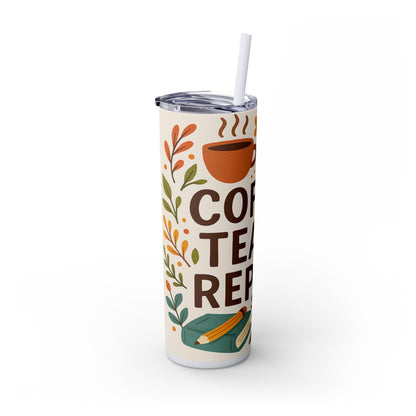 Coffee Teacher Repeat Tumbler, 20oz Skinny Travel Cup, Inspirational Gifts for Teachers, Back to School, Teacher Appreciation, Teachers Day Gift Tumbler