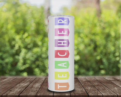 Colorful Teacher Skinny Tumbler with Straw, 20oz | Inspiring Gift for Educators, Motivational Drinkware, Back to School, Teacher [...]
